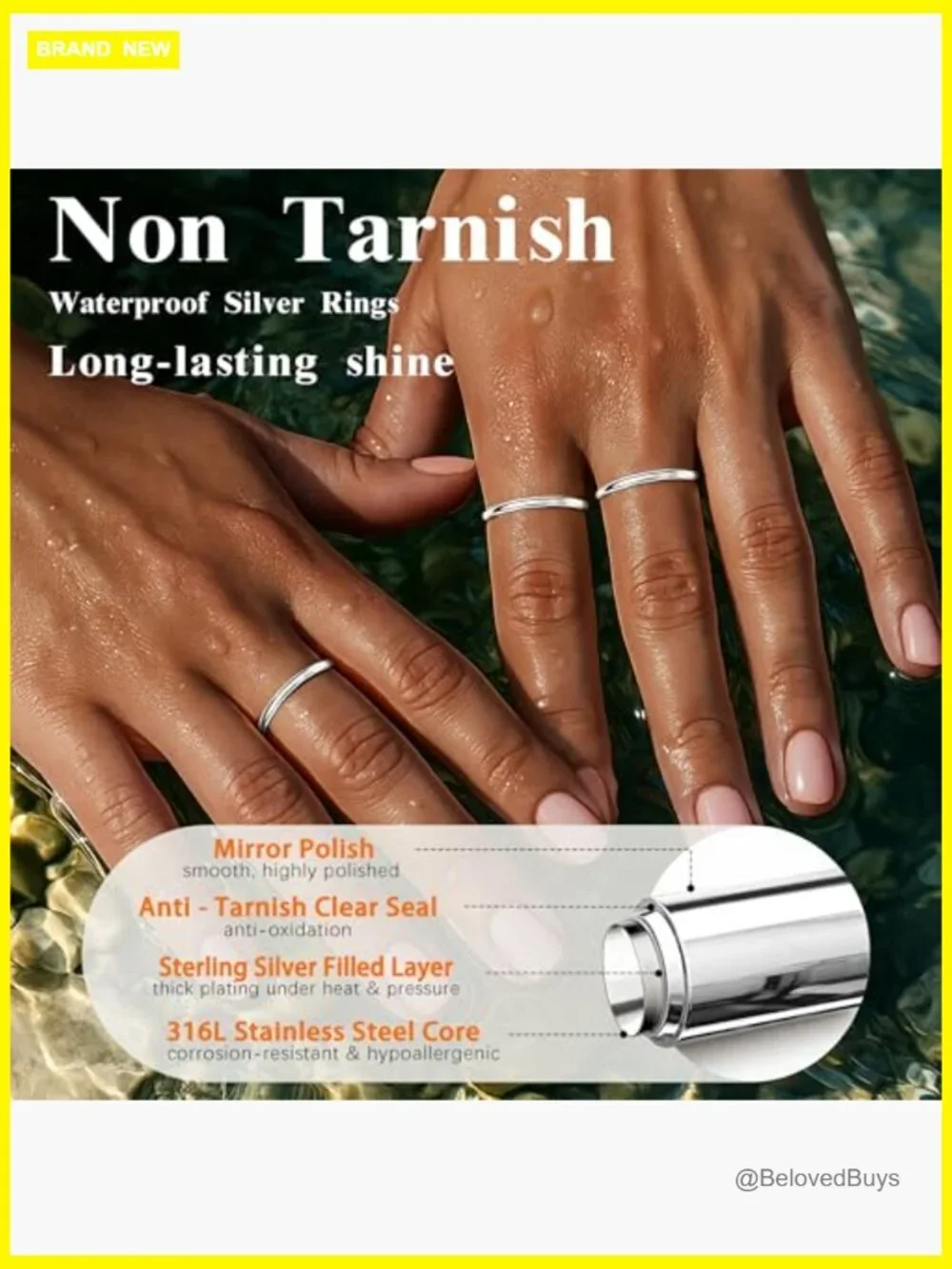 Stackable Gold Band Ring Set Wedding Promise Dome Rings Non Tarnish Thin 1mm